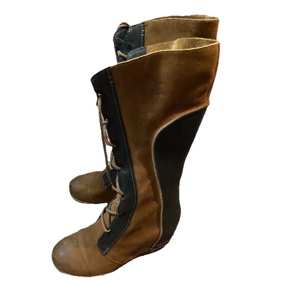 SOREL CATE THE GREAT WEDGE Chestnut Brown Waterproof LACE UP Women's Boots Sz 9 - Picture 2 of 16